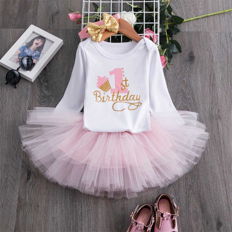 LYSMuch Kids Toddler Baby Girls Birthday Outfit – Princess Long Sleeve Mesh Bubble Tutu Skirt Set With Crown, 100% Cotton Top, Soft & Breathable (18M-10T)