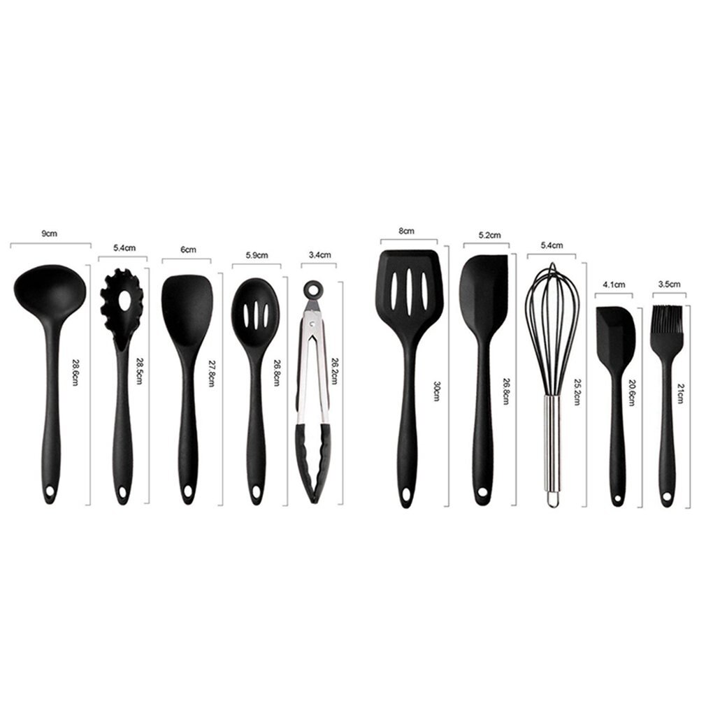 11Pcs Silicone Cookware Set Heat Resistant Non-stick Safe Cooking Baking Tool Kit Utensils Kitchen Accessories With Storage Box