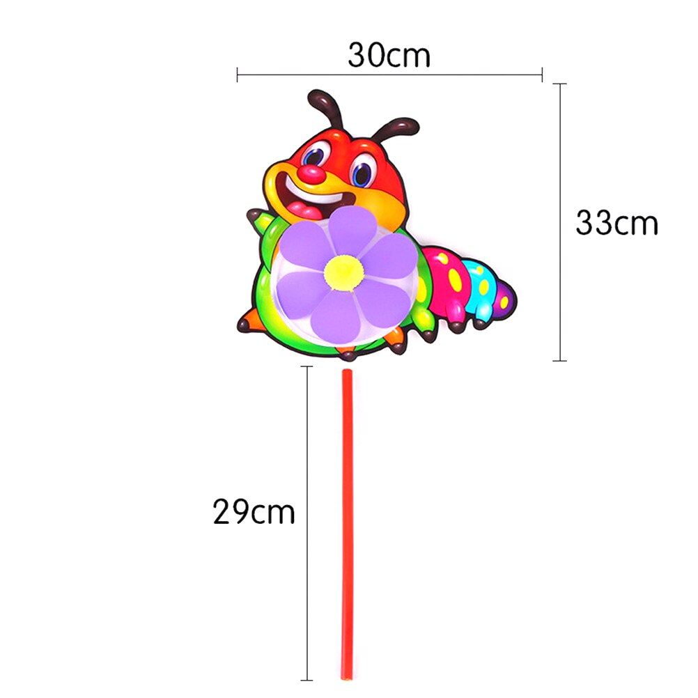 Mignon dessin animé animaux enfants jouets de plein air coloré en plastique vent Spinner moulin à vent taille: tige longueur: 31 ~ 33cm