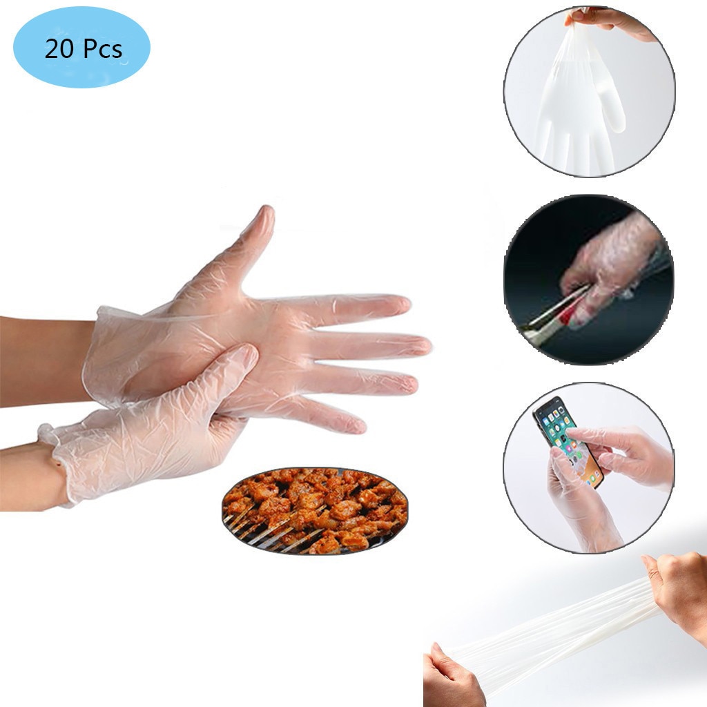 20Pcs Clear Vinyl Voedsel Handschoenen Wegwerphandschoenen Voedsel Veilig Zijn Latex-Gratis