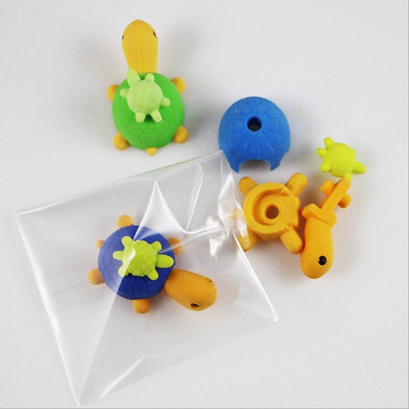 1X Cartoon assemble eraser mini turtle modelling eraser children stationery prizes kawaii school office supplies papelaria