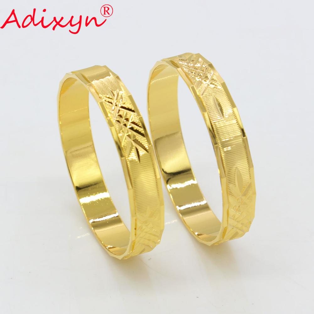Adixyn Decoratief Patroon Baby Bangle Gold Kleur 7.5 $/2 Stuks Dubai Armbanden Voor Baby/Kids Trendy Afrikaanse arabische Sieraden N080810