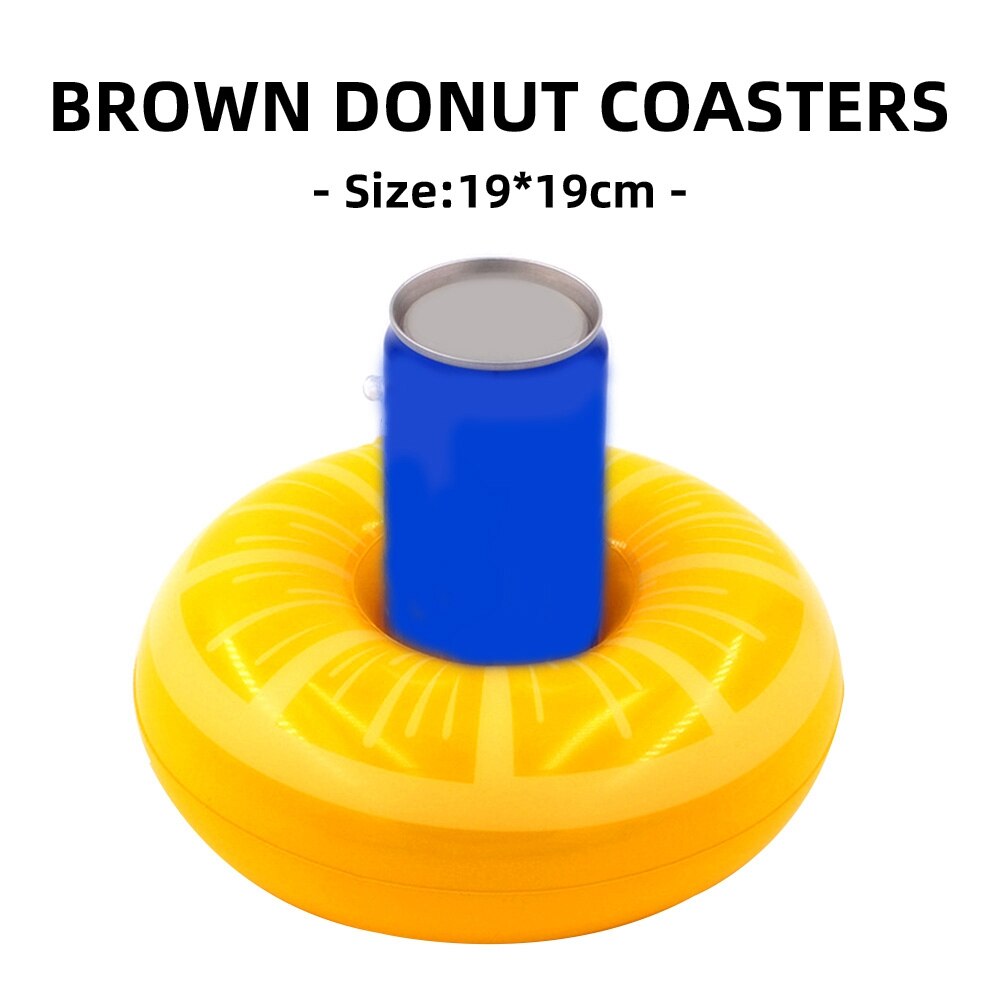 Coaster Inflatable PVC Donut Lemon Watermelon Pineapple Crab Love Cup Holder Inflatable Water Floating Cup Holder: yellow lemon