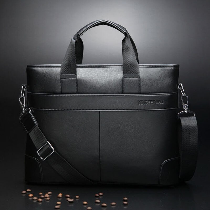 Aktetas handtas Mannen tas Pu Leer Hoge capaciteit Zakelijke Tas Casual Tassen Retro Travel Computer Laptop Eenvoudige Dot: black