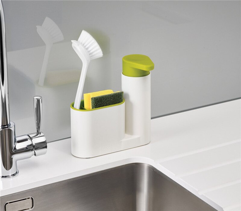 Soap Dispenser Kitchen Stoarge Rack for Cleaning Rack Washing Sponge Brush Sink Detergent Bottle Kitchen Organizer Gadgets: Green