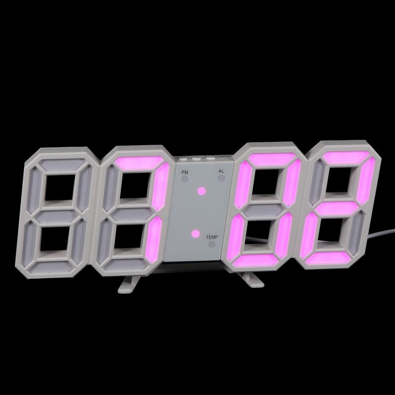 1 Set Wall-mounted LED 3D Clock Home Wall Digital Clock Useful Alarm Wall Clock