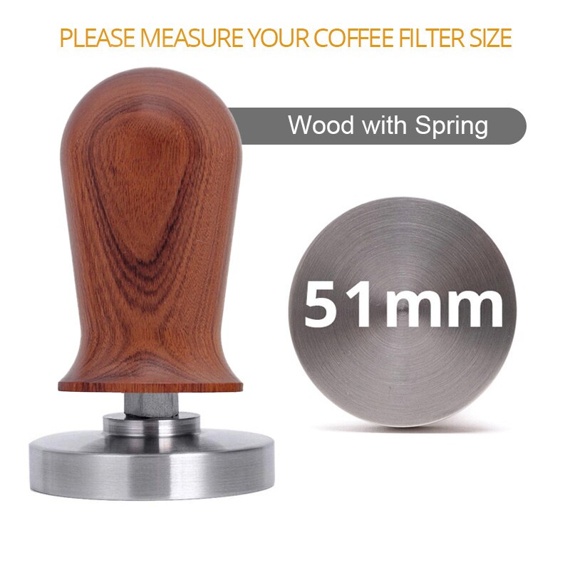 Barista Espresso Sabotage Flat Base, Siliconen Koffie Tamper Mat (51/53/58Mm): 51mm wood spring