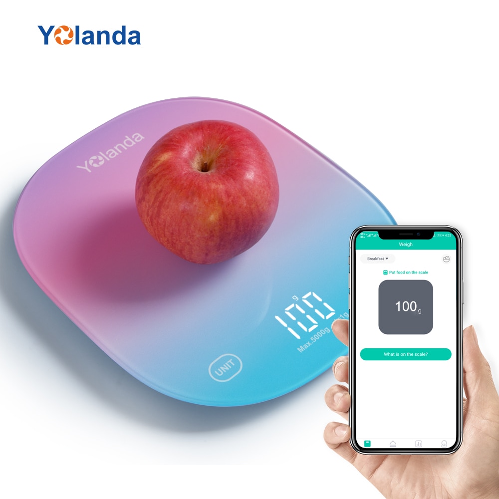 Yolanda 5kg smart køkkenvægt bluetooth app elektronisk digital mad vægtbalance måleværktøj ernæringsanalyse