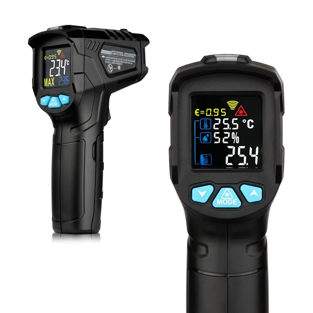 Industrielt digitalt infrarødt termometer håndholdt infrarød lcd temperaturmåler ikke-kontakt ir pyrometer hygrometer
