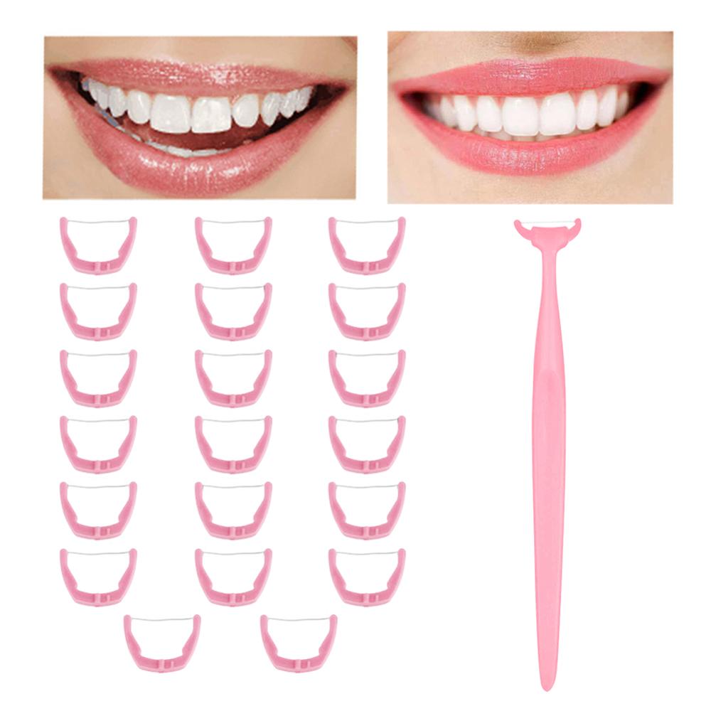 Dental Floss Picks Teeth Toothpicks Flosser Stick Tooth Dental Floss Pick Disposable Interchanging Head Tooth Cleaning Oral Care: Pink