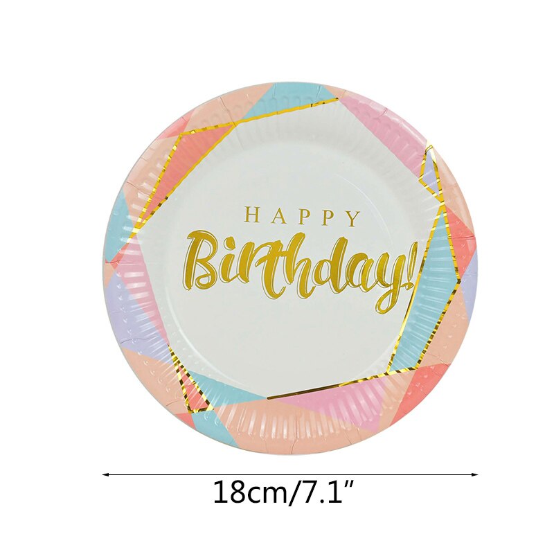 Vajilla desechable de colores, plato de papel para suministros de feliz cumpleaños de boda, bandeja para pastel de Baby Shower, plato desechable, 10 Uds.