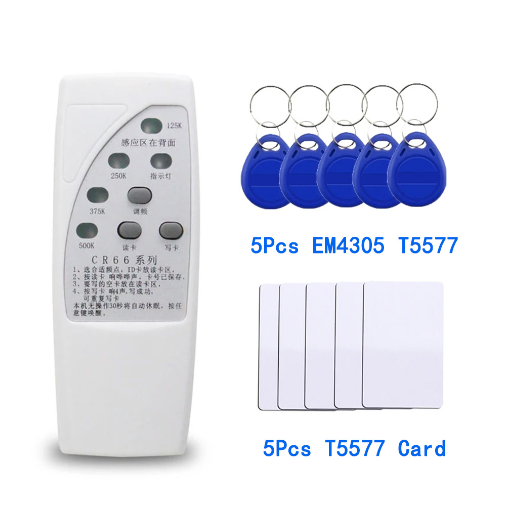 RFID ID Card Copier 125/250/375/500KHz CR66 RFID Scanner Programmer Reader Writer Duplicator With Light Indicator Sensitively: Blue