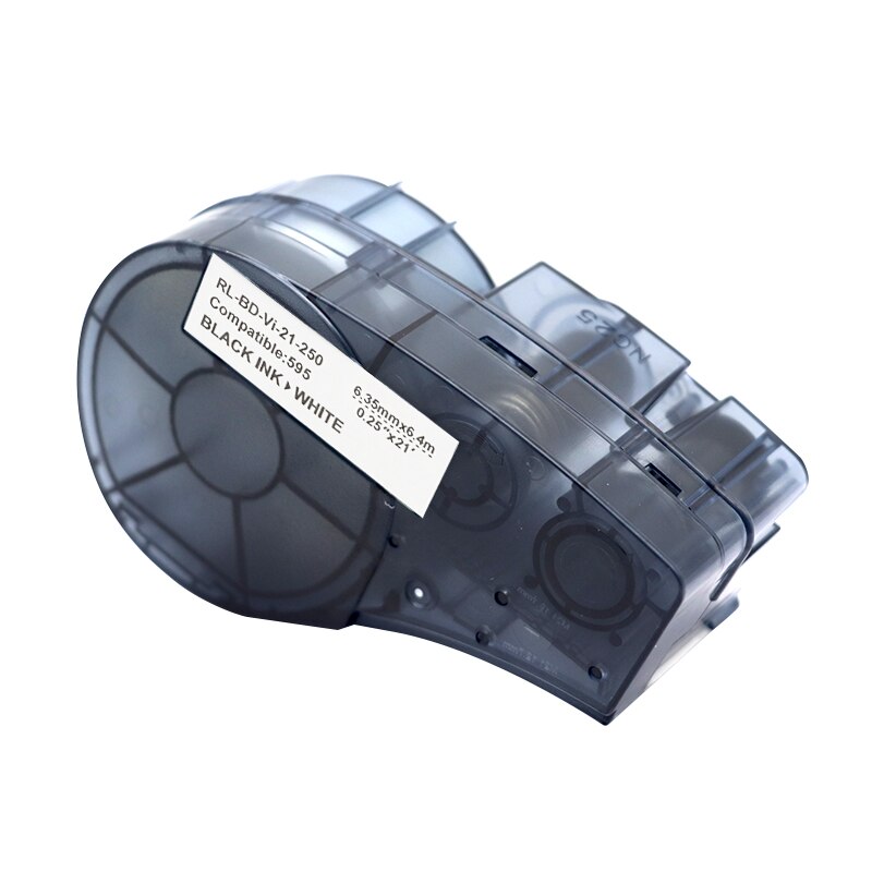 for M21-250-595 6.35mm Width Label Tape Black On White Compatible for BMP21 Plus ID Pal and LABPAL Label Printers: 1PC white