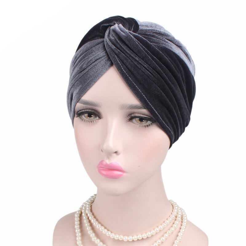 Nueva Cruz musulmana turbante gorros Hijab interiores Hijab islámico cabeza bufanda sombrero diadema turbante mujer musulmán turbante Hijabs: grey