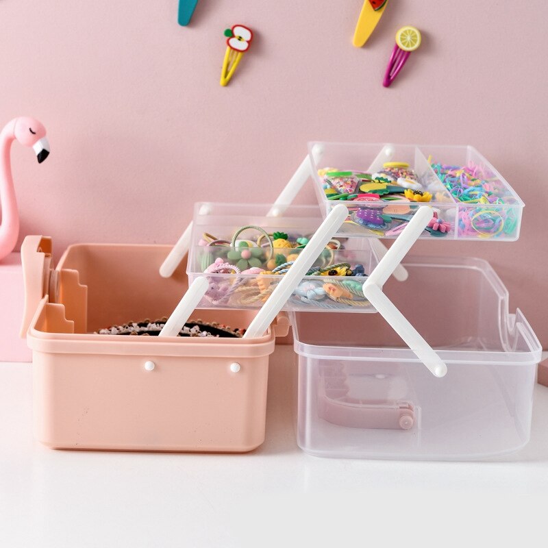 Boîte de rangement d&#39;accessoires de cheveux pour enfants, boîte de rangement d&#39;accessoires de coiffure pour filles, étui à bijoux de finition de bureau