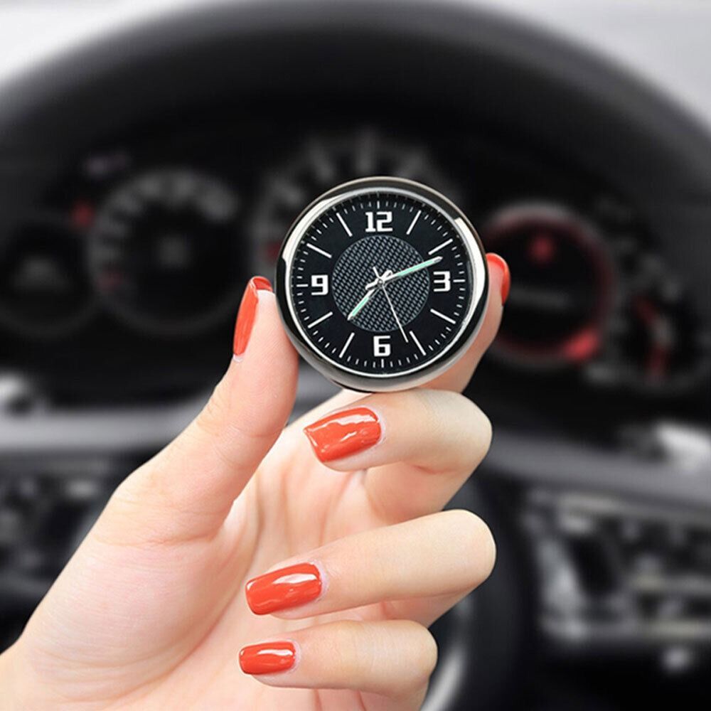 40Mm In-Car Mini Lichtgevende Auto Klok Auto Auto 'S Interne Stick-On Horloge Mechanica Quartz Klokken Auto Ornament Digitale Klok