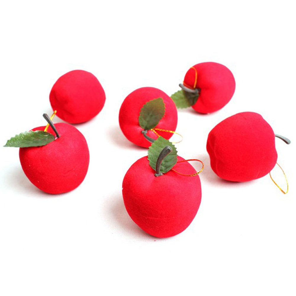 12 Uds. Decoración de navidad Manzana Roja adorno colgante de árbol de Navidad decoración para fiestas suministros