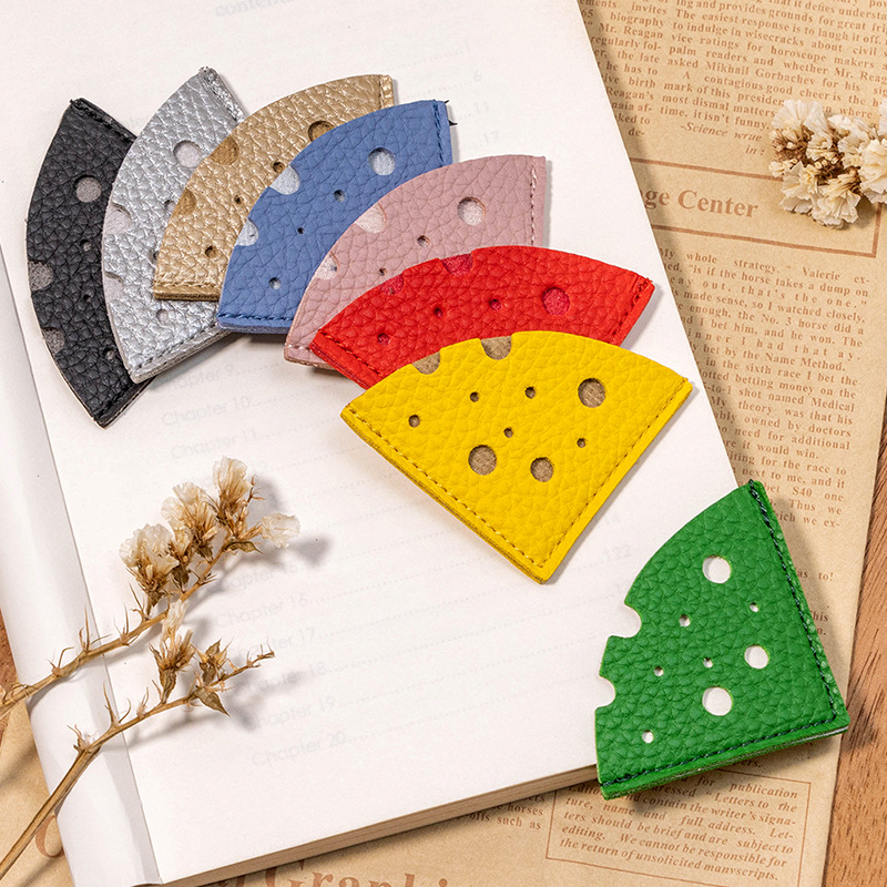 Cheese Shape Bookmark PU Book Marker Paper Corner Protection Anti-roll Marking Page Finder Book Accessories Reading