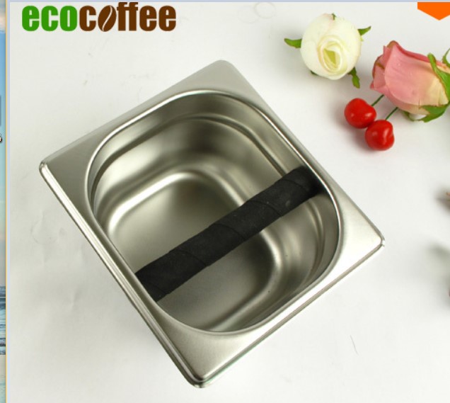 Stainless Coffee Machine Espresso Knock Box Flip Bang Recycle w Rubber Bar