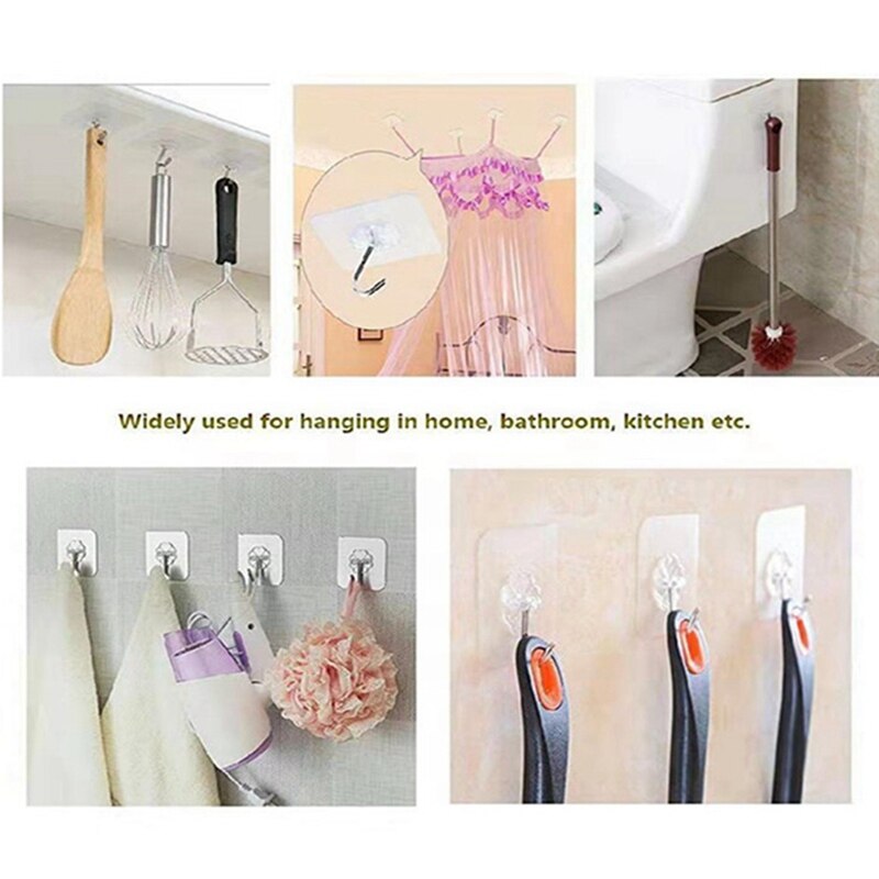 Waterdichte Heavy Duty Muur Hanger Voor Deur Badkamer En Keuken 8 Stks/set Herbruikbare Zelfklevende Haken