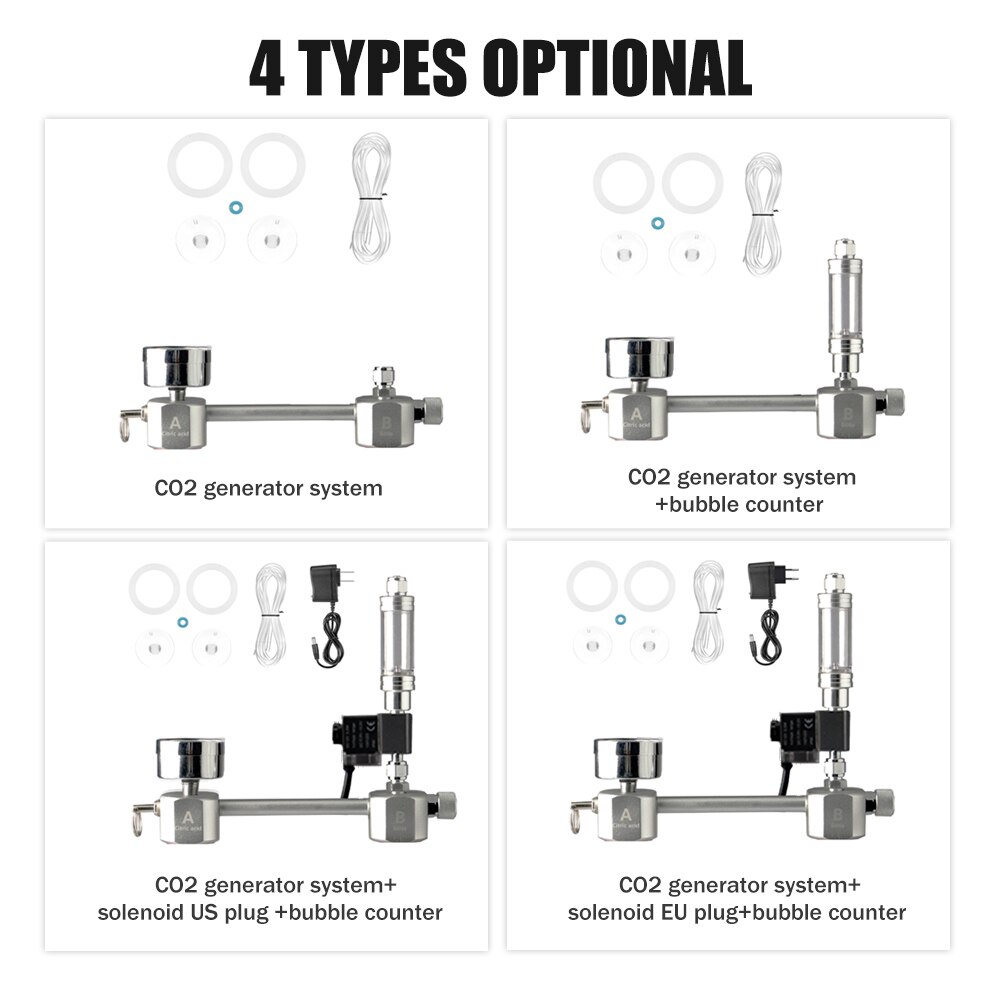 Aquarium DIY CO2 Generator System Kit CO2 Generator System with Solenoid Valve Bubble Counter & Check Carbon Dioxide Reactor Kit