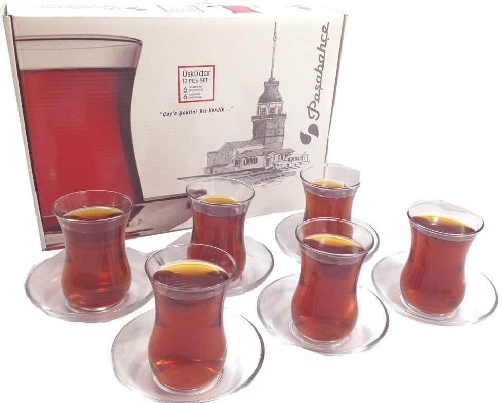 Pasabahce Turkish Tea Glasses And Saucers Set - 12 PCS Limited Edition Suitable For