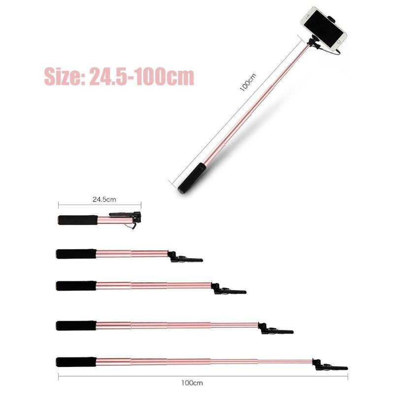 Extendable Selfie Stick Tripod Bluetooth Remote With Mirror For iPhone X 8