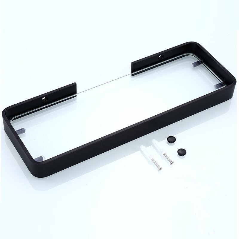 Glass Shelf,Square bathroom glass shelves,Black Bathroom Shelf Aluminum 20CM 25CM 30CM 35CM 40CM 45CM Shower room Rack