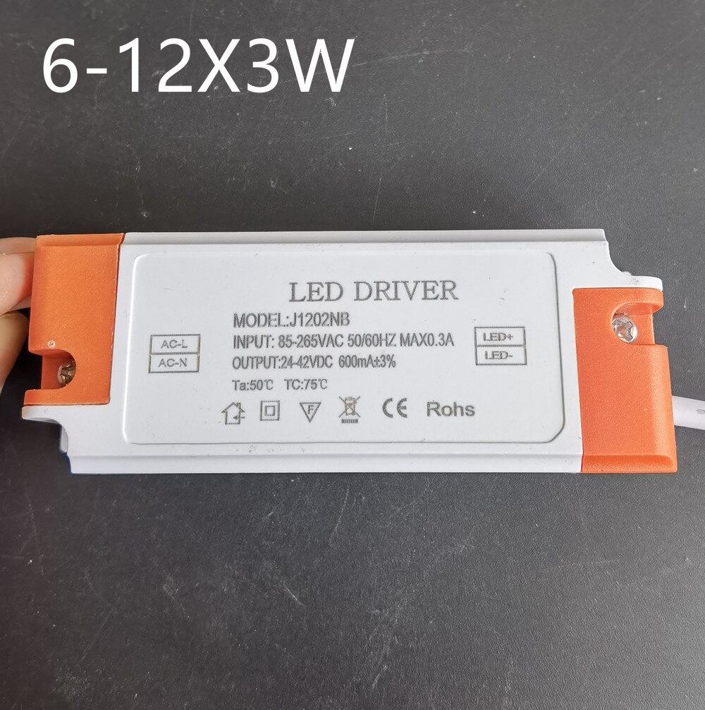 600mA 900mA Voor Led Lamp 3W 4W 7W 8W 12W 24W 36W Led driver Transformator Voeding Adapter: 6-12X3W