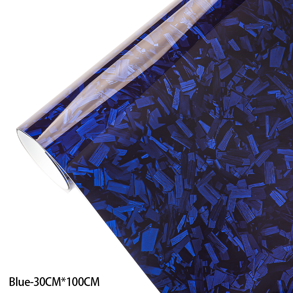 Película de fibra de carbono para coche, envoltura de vinilo de fibra de carbono forjado brillante, pegatinas autoadhesivas rojas para carrocería de coche, 50/100/150cm: Azul