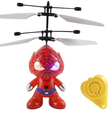 Flygande helikopter mini ufo drönare uppgradering infraröd induktion fjärrkontroll flygplan elektronisk modell leksak barn födelsedag: Spider-man röd