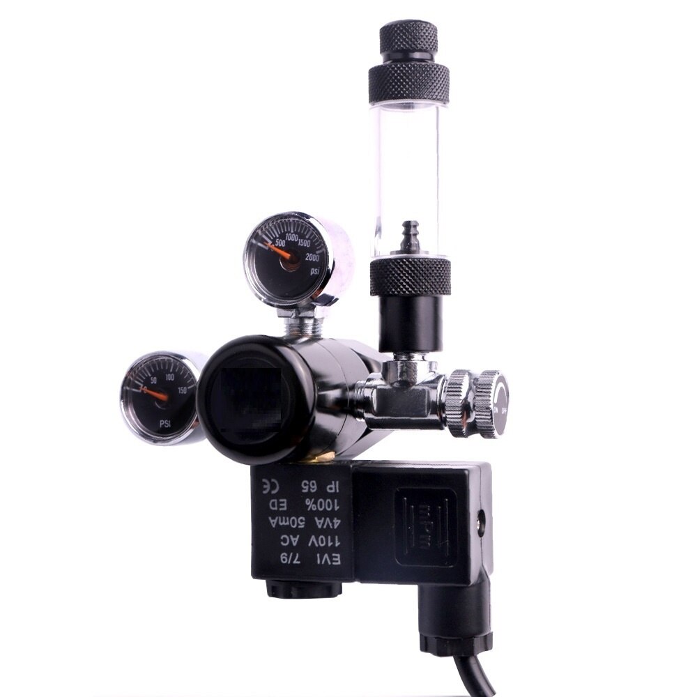 Fzone Aquarium CO2 Regulator Single Stage Dual Gauge Fish Plant Tank Solenoid Check Bubble Counter