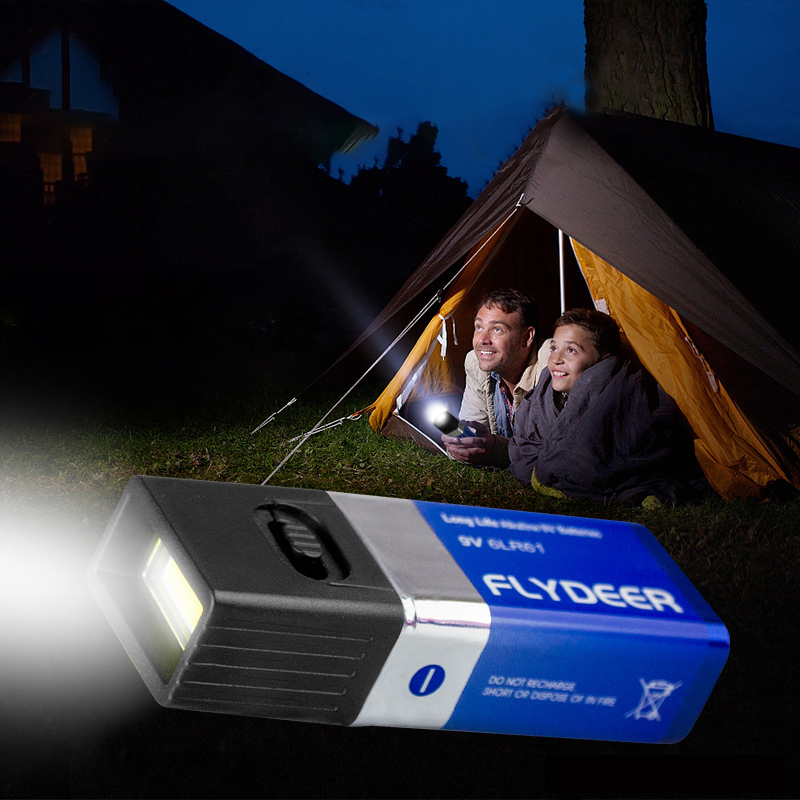 100% high 9V Battery Flashlight 9V Mini LED Key Light 6F22 Battery COB Outdoor Lighting Work Light Battery