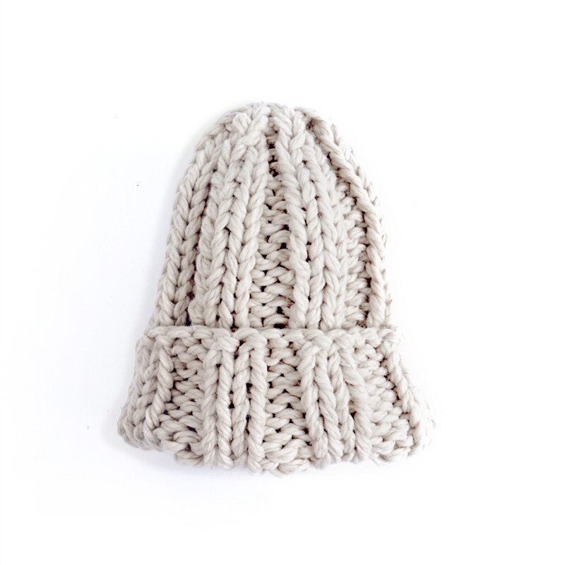 Bonnet tricoté pour femme, épais, doux, , gros Bonnet tricoté, solide, Ski de glace, Skullies, Bonnet: Beige