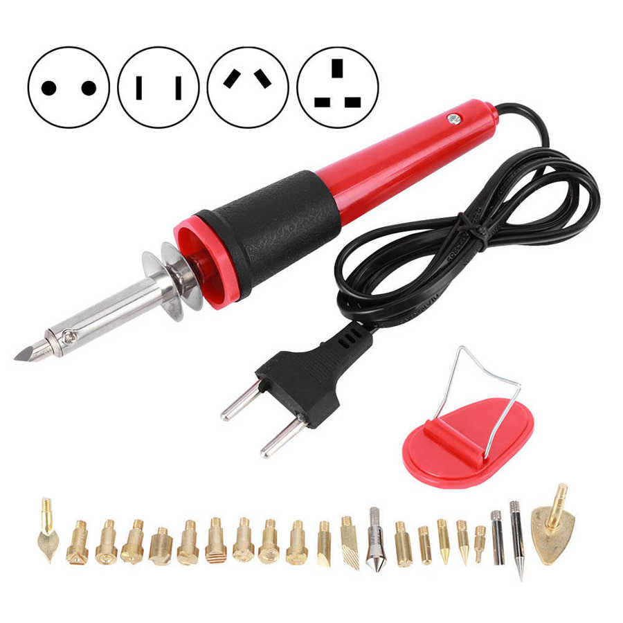 Electric Soldering Iron Set Wood Burning Pen Engraving Carving Pyrography Tool 30W