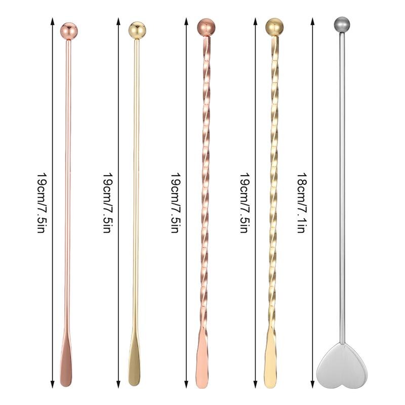 Stirrers Sticks 304 Stainless Steel Stirring Rod Gold-Plated Coffee Milk Tea Beverage Stirrers Stir Cocktail Drink Swizzle Stick
