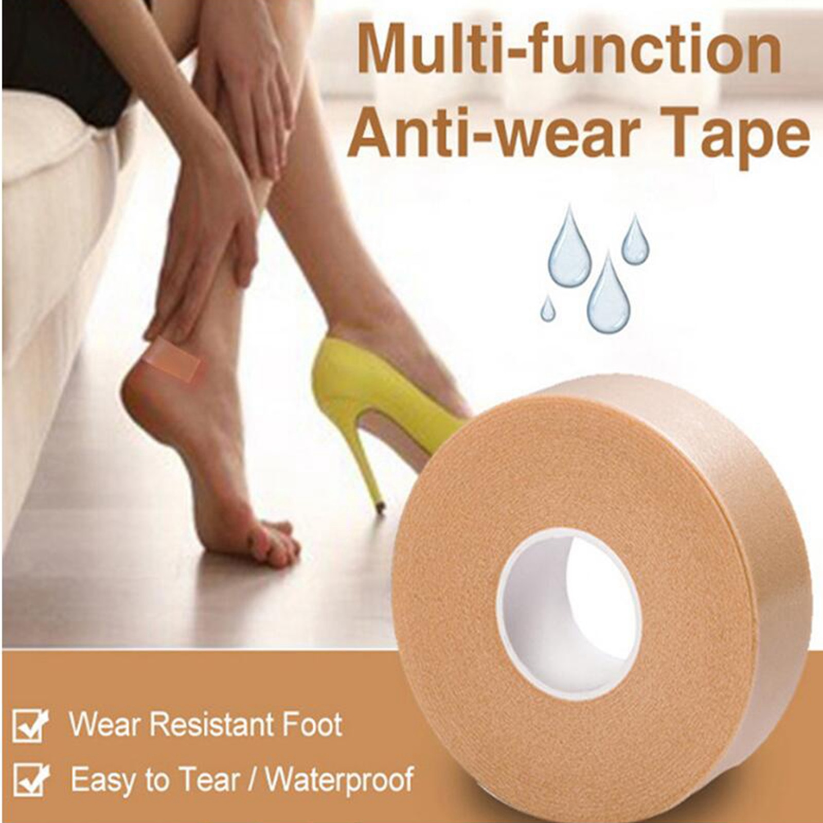 Moleskin tape klæbende puder hæl klistermærker blisterforebyggende puder anti-slid hæl puder til fødder stof polstring , 4.5m x 2.5cm