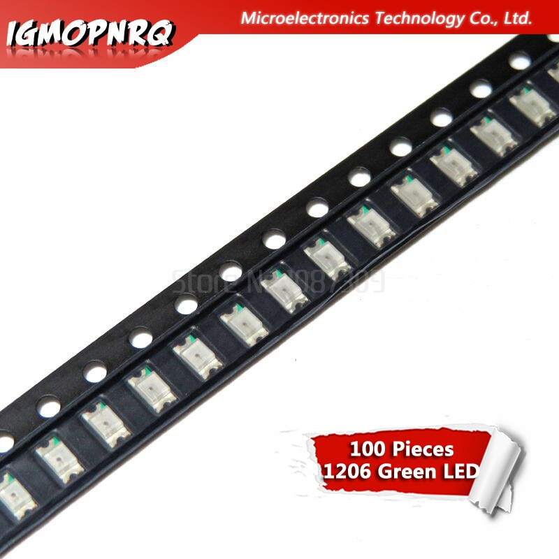100 stuks Groen 1206 SMD LED diodes light 3216