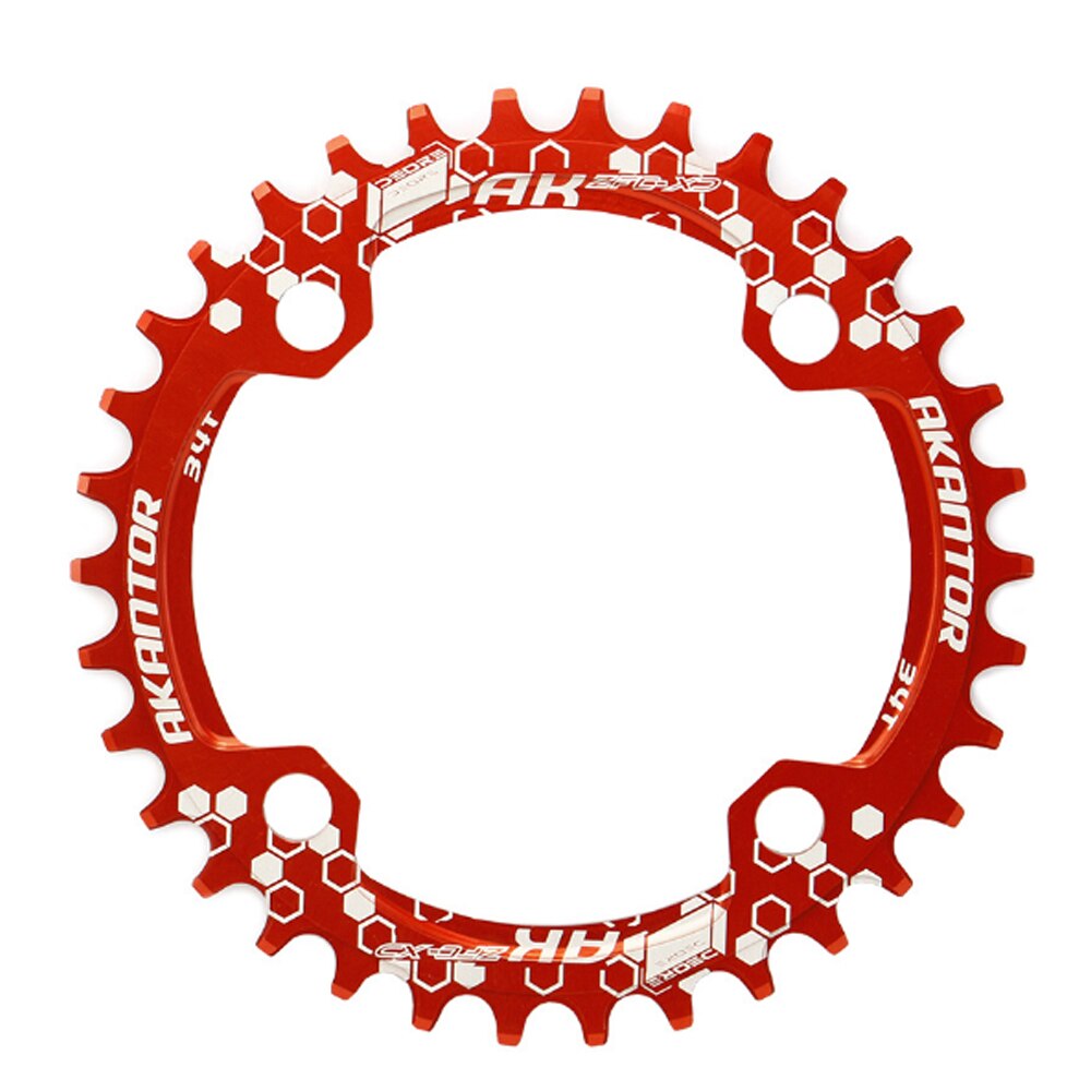 34T Chainring Ring 104BCD Mountain Bike Narrow Wide MTB 145MM Single Speed Bicycle Chainwheel Bike Bolts Crank Gear Disc Parts: 34T Red