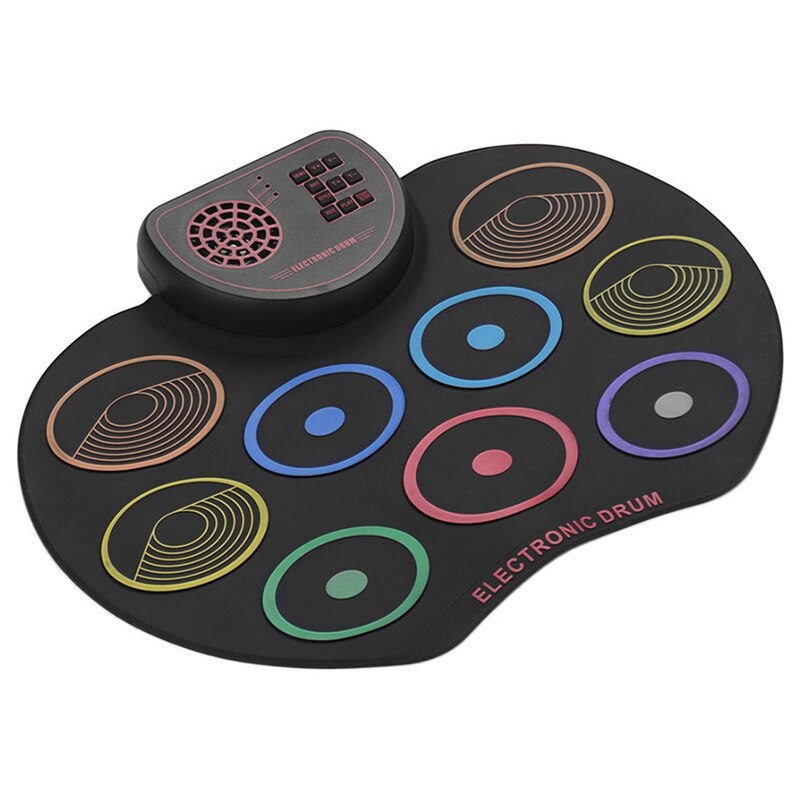 Digitale roll-up drumpadset, draagbare elektronische drumset, usb, 9 drumpads, ingebouwde luidspreker, lithiumbatterij, met stokken, voetpedaal