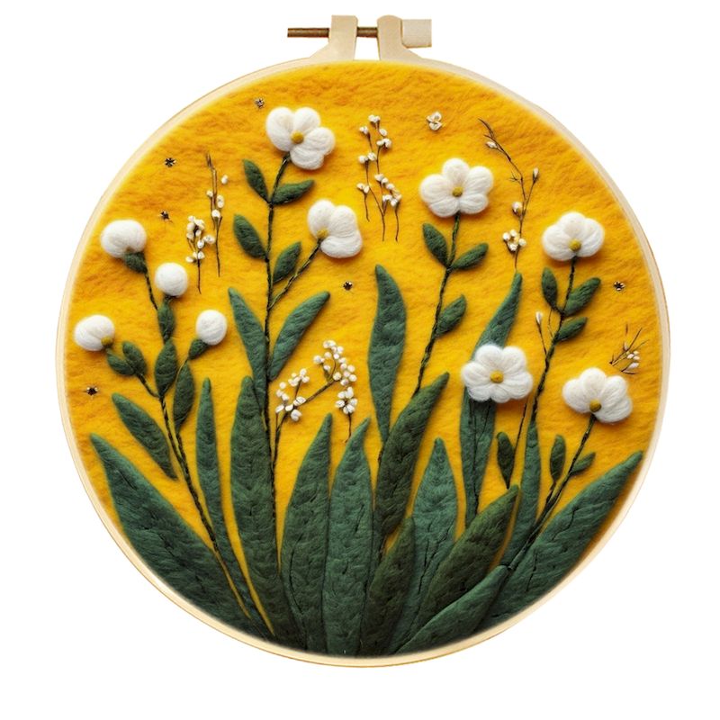 GATYZTORY Wollfilz-Gemälde, DIY-Wollstickerei-einstellen, kreative Blumenlandschaft, Wolle, Nadelfilz, Bild-einstellen, Basteln, Gemälde,: Rosa
