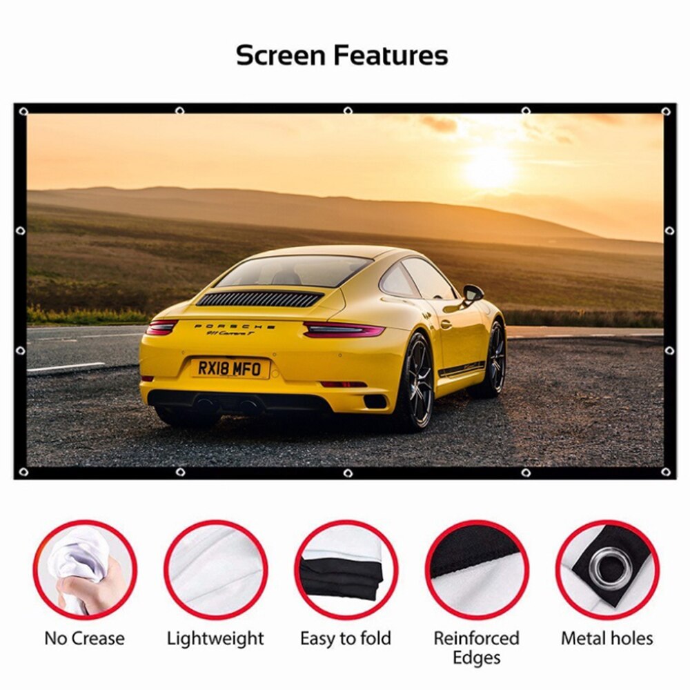 Projector Screen 60 72 84 100 inch Foldable No Crease Soft Projector Screen Holes Hanging Portable Home Movie Meeting Screen 4:3