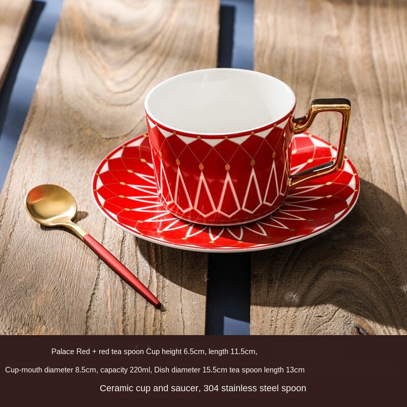 Roligt brinnande mönster lyxig porslin kopp och fat keramik enkla teserviser moderna kaffekoppar tazas para café köksutrustning: Stil 7