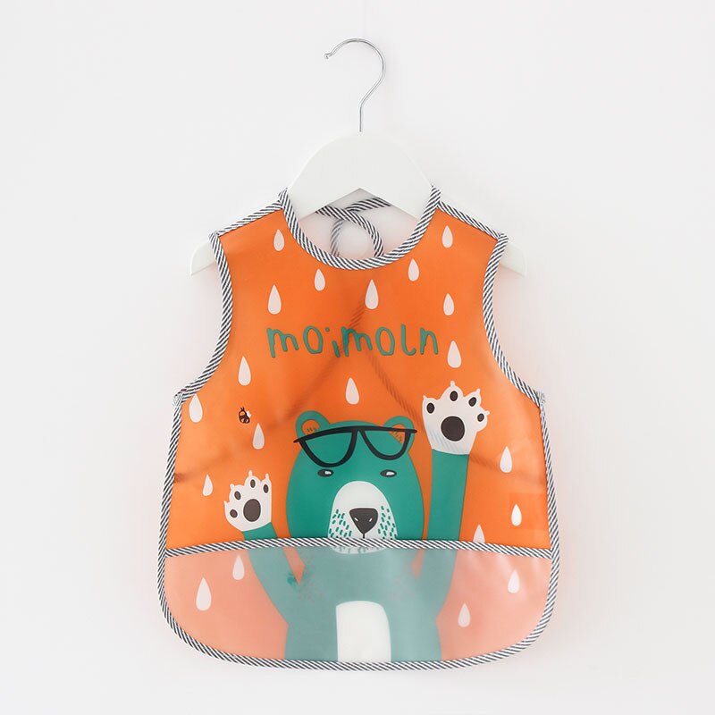 Wodoodporne niemowlę jedzenie dzieci rysunek bez rękawów śliniaki dla niemowląt śliniaki śliczne śliniaki dla dzieci nadruk kreskówkowy śliniak dla niemowląt posiłek beknięcie Eva płótno: zielony niedźwiedź