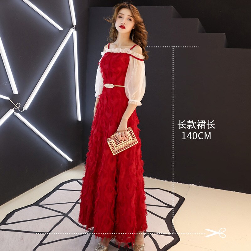 Elegante borgonha asiático vestido longo vestidos chinos oriental qipao vestidos de noite clássico vestido de festa tamanho XS-XXL: Vermelho / L