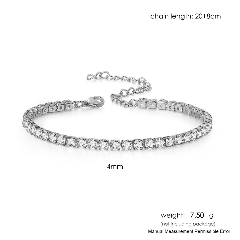 Iced out 4mm zirkon tennis fotled för kvinnor bländande armband på benet kedja sexig dekoration på foten smycken oha 001: 4mm silverfärg