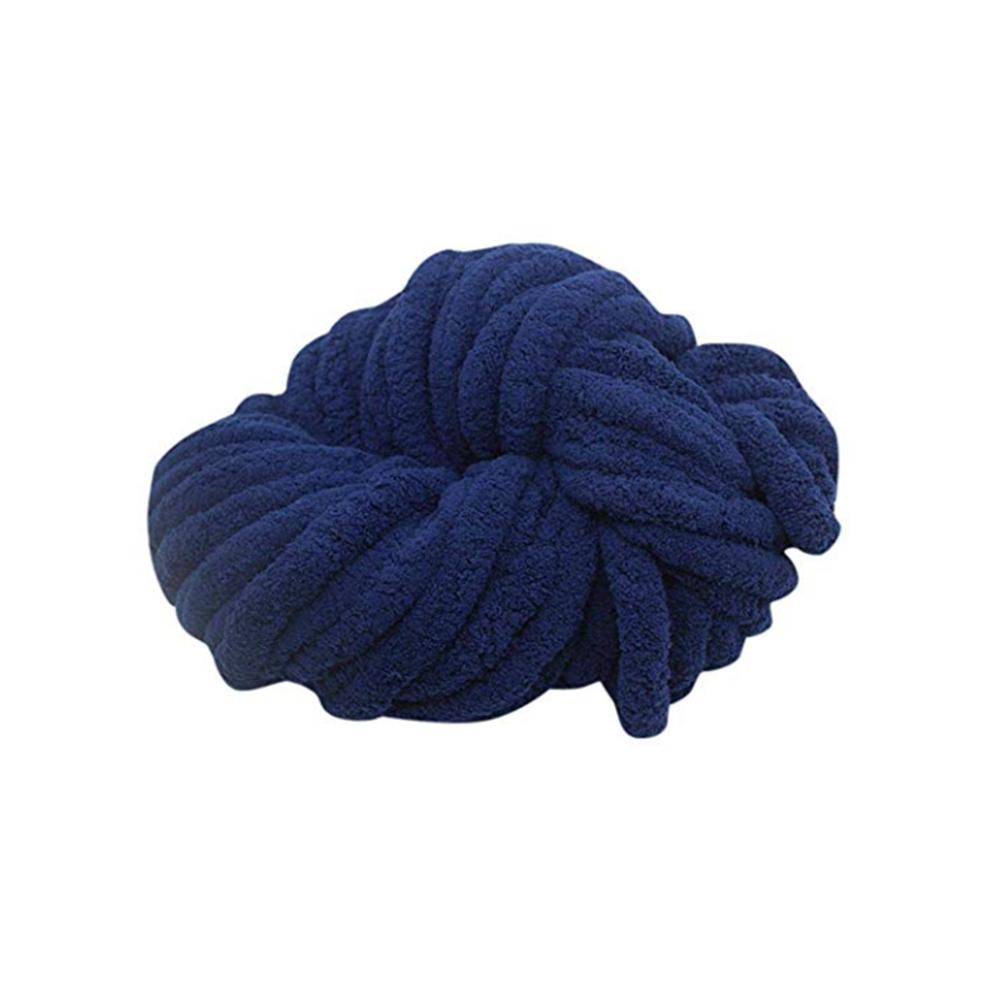 Diy chenille uldgarn groft uldtæppe isstrimler fortykket chenille håndlavet tæppe garn strikket håndværk hat tørklæde sweater: Flåde