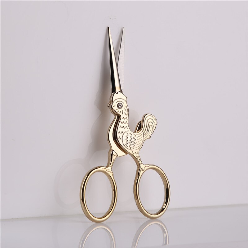 Forbici da cucito per modellismo zodiacale cinese forbici da ricamo Vintage ▾ strumenti per cucire forbici decorativo dorate in acciaio inossidabile: pollo