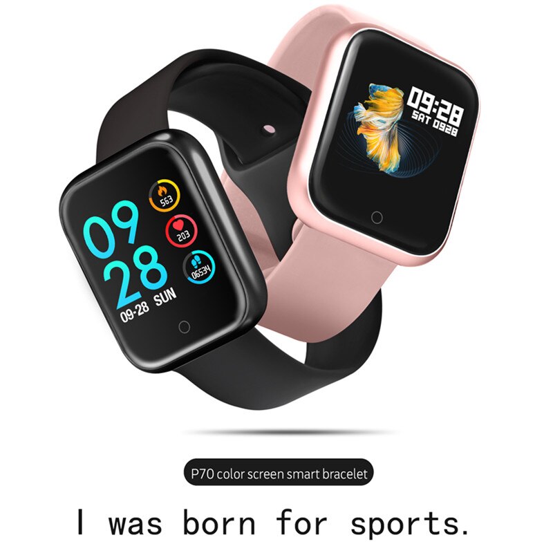 Smart ur p70+ øretelefon + rem / sæt vandtæt ip68 smartwatch p70 pro sports fitness tracker puls blodtryk vs b57
