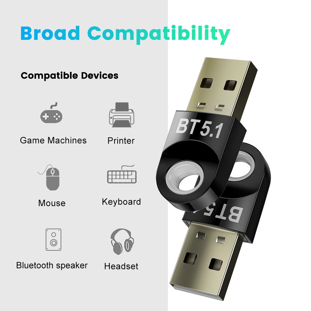 Adaptateur USB Bluetooth pour PC 5.1 5.0, Dongle Bluetooth 5 0, Module récepteur de clé, émetteur BT, récepteur Audio pour ordinateur
